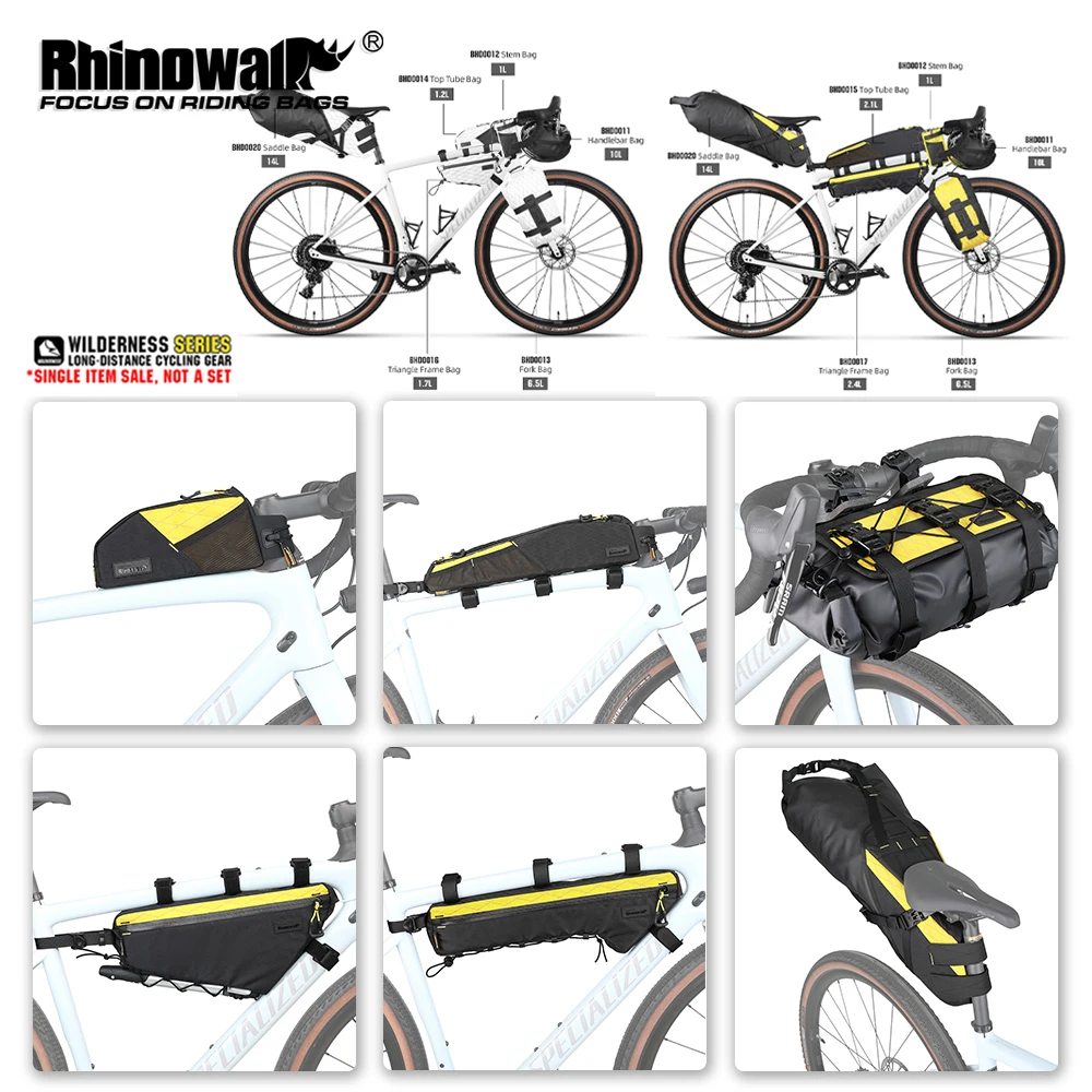 Rhinowalk Bike Bag Waterproof Cycling Handlebar Top Tube Front Frame Bag Tail Bag Bikepacking Travel Luggage Pannier Bag