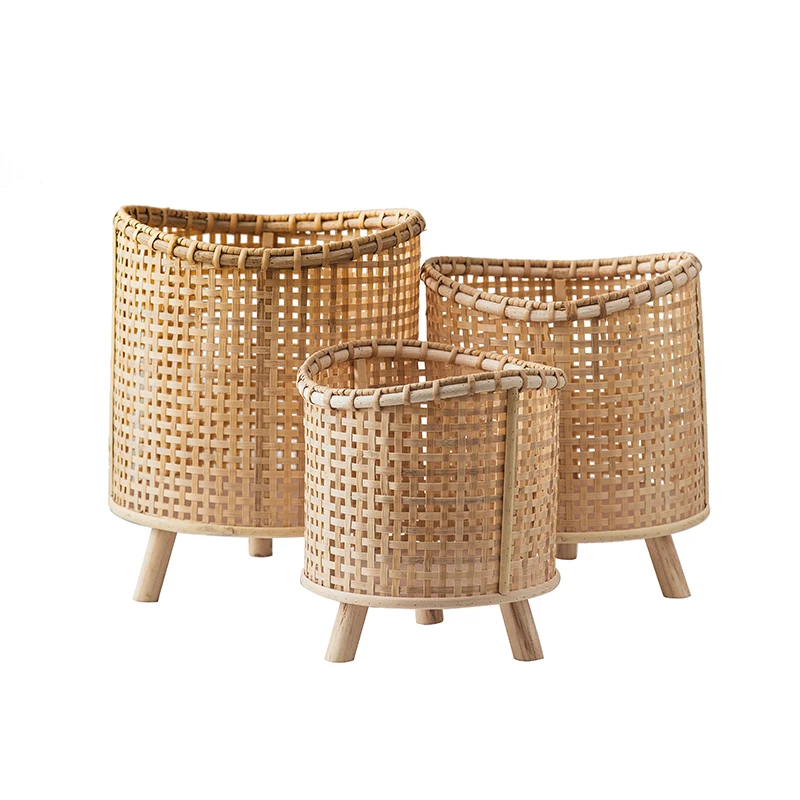 Nordic rattan baskets, flower pots, flower shelves, weaving plants, planting, climbing rattan, bamboo balconies