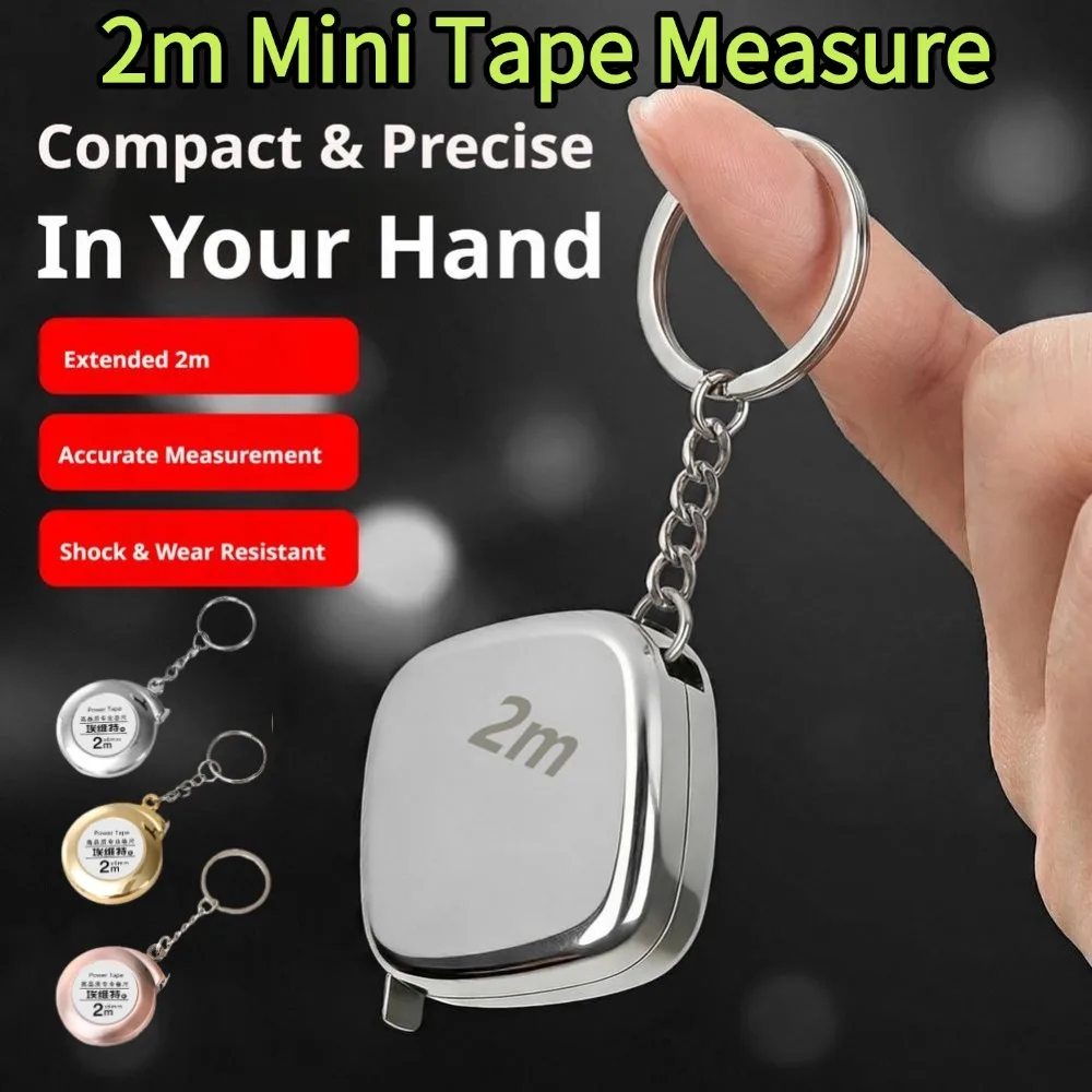 2m Mini Tape Measure Retractable Small Steel Measuring Tape Keychain Pocket Size Portable Key Ring Tool Home Improvement 1PC DIY