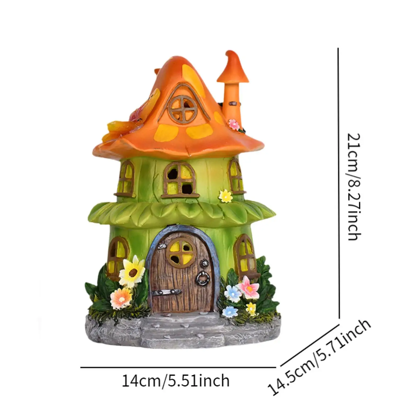 Garden Flower House Statue Funny Yard Ornament Fairy Garden Miniature Landscape Night Light for Lawn Yard Backyard Outdoor Home image 6