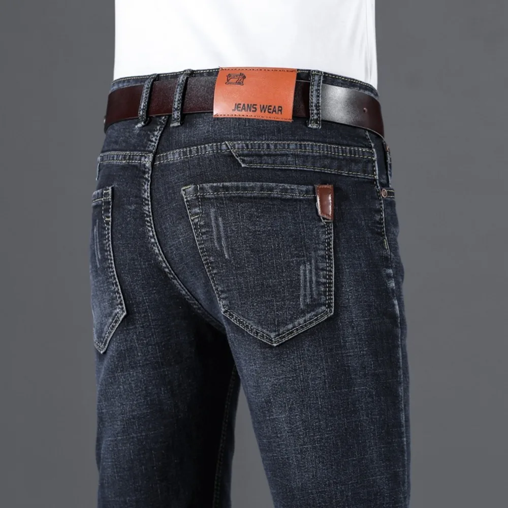 2024 Heren Kleding Rechte Elastische Katoenen Jeans Mannen Mode Zakelijke Klassieke Stijl Jean Denim Broek Broek Y 2K Streetwear