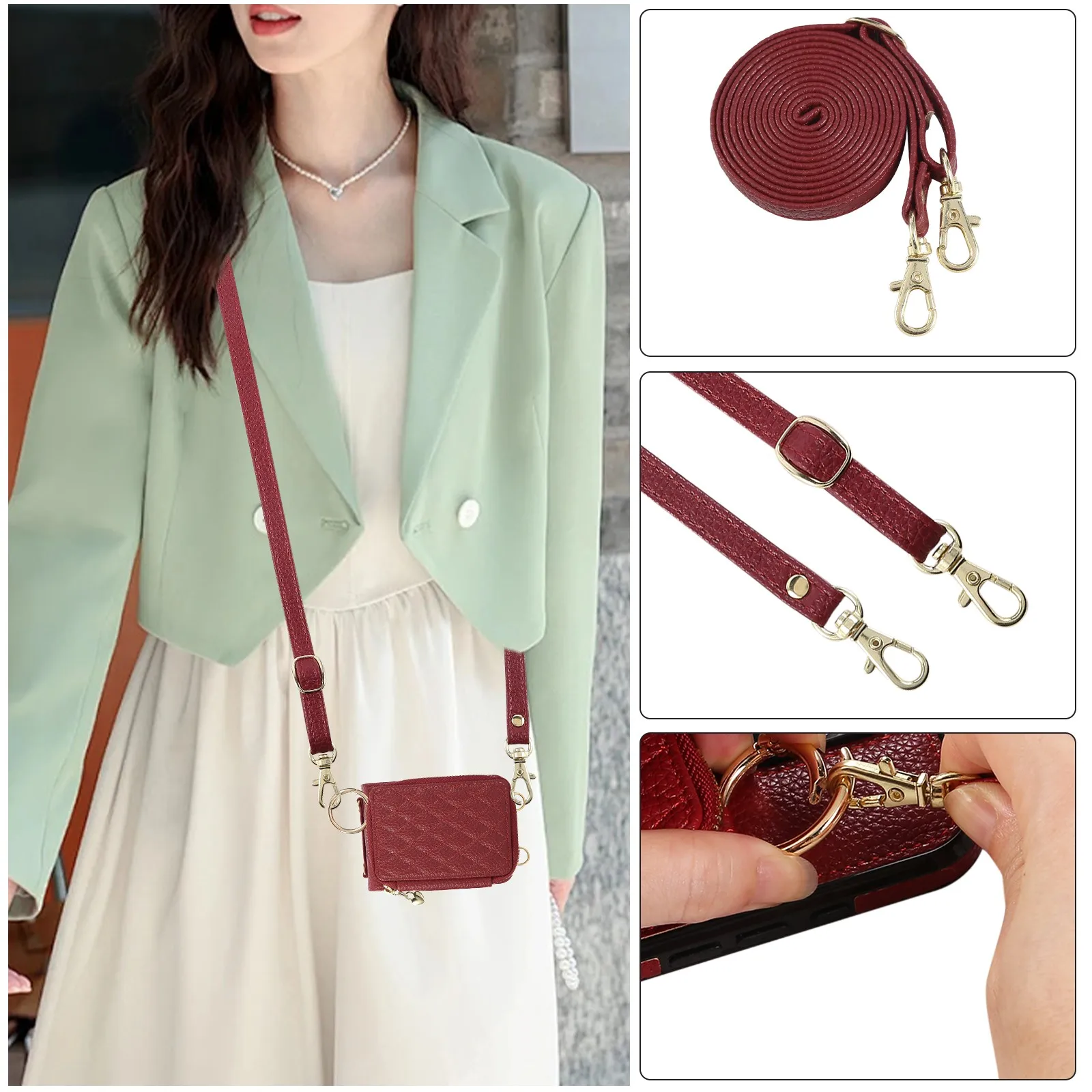 Grid Crossbody Case for Samsung Z Flip 8 7 6 5 4 3 Flip8 Flip6 Flip5 Flip4 Leather Case Lanyard Phone Case Cards Cash Pocket - view 4