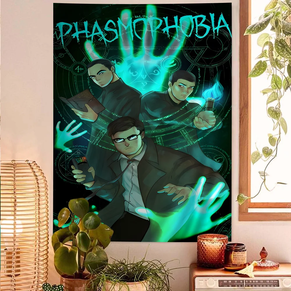 Game Phasmophobia Printed Large Wall Tapestry Art Science Fiction Room Home Decor Decor Blanket