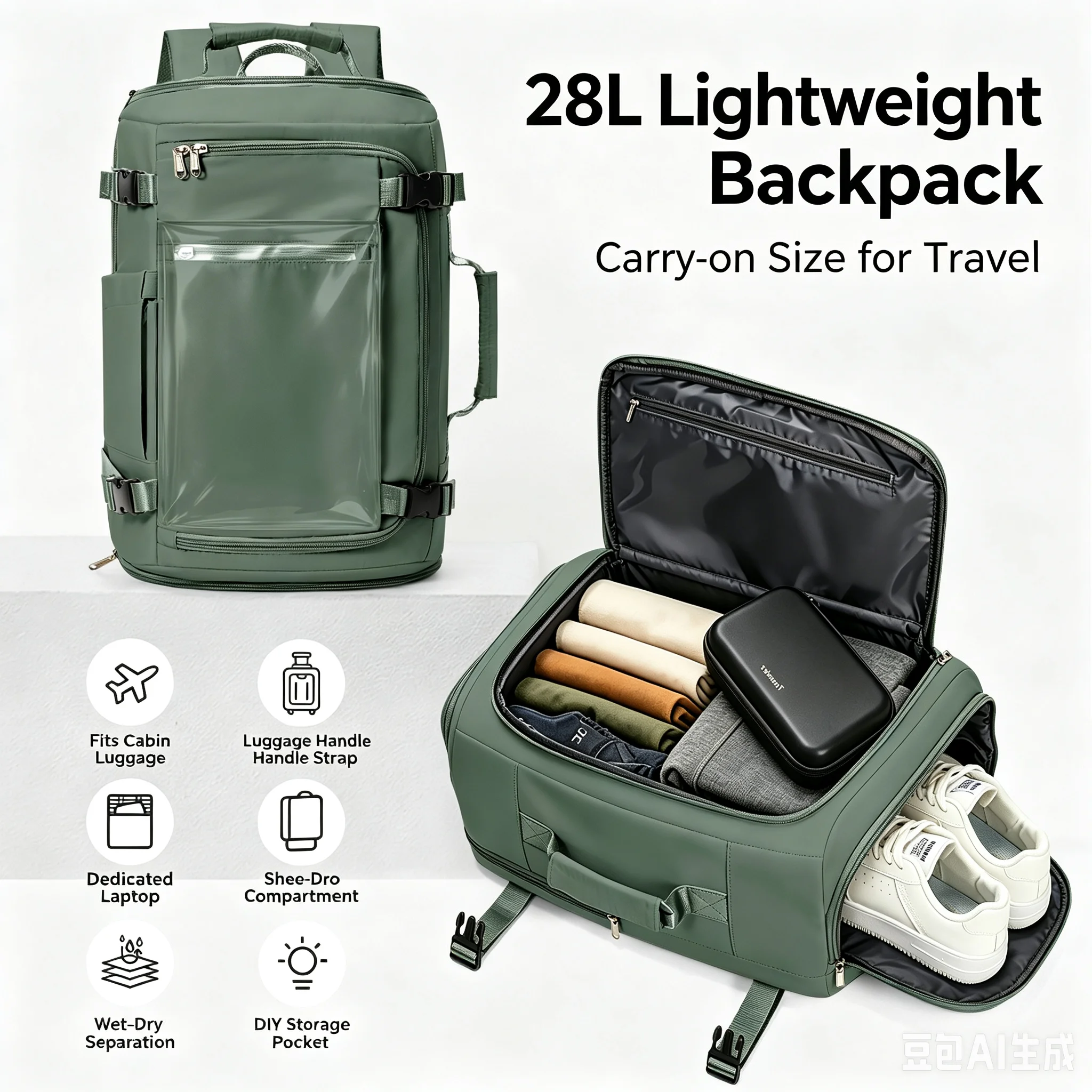 

New backpack，Ryanai Backpack 40x30x20, Women Men Laptop Backoack Airplane Cabin Backpack, Backpack for Travel，mochila hombre