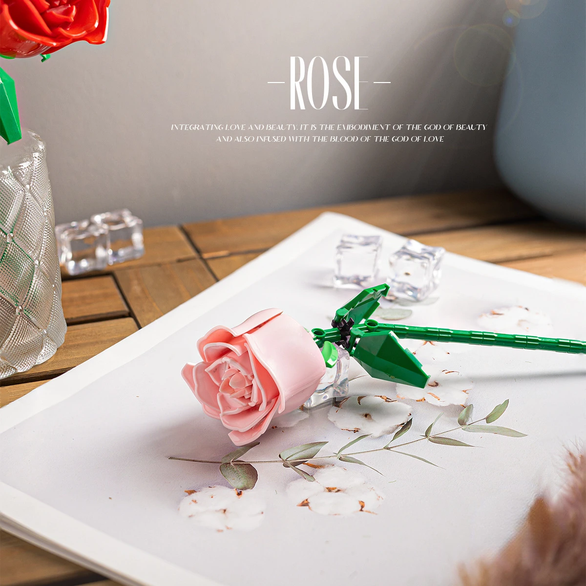 Romantisch Roos Bloemboeket Bouwsteen Eeuwig Model Assemblage Plastic Plant Baksteen Home Decor Moederdag Verjaardag R Cadeau