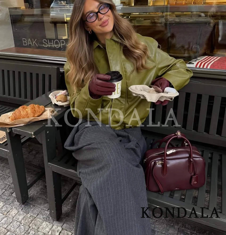 KONDALA Commute Chic Wide-Leg Pants Women Casual Daily Pleated Trousers 2026 Spring Fashion Office Lady High Street Trendy Pants