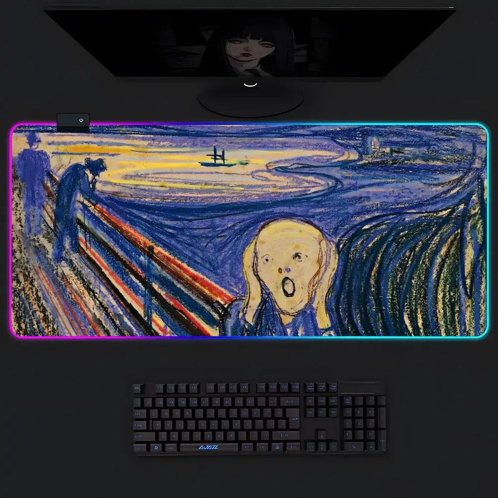 

Famous Van Gogh Cafe Terrace At Night Oil Painting Mouse Pad Gamer Luminescence Led Mouse Pad Gaming Table Rgb Deskmat Keyboard