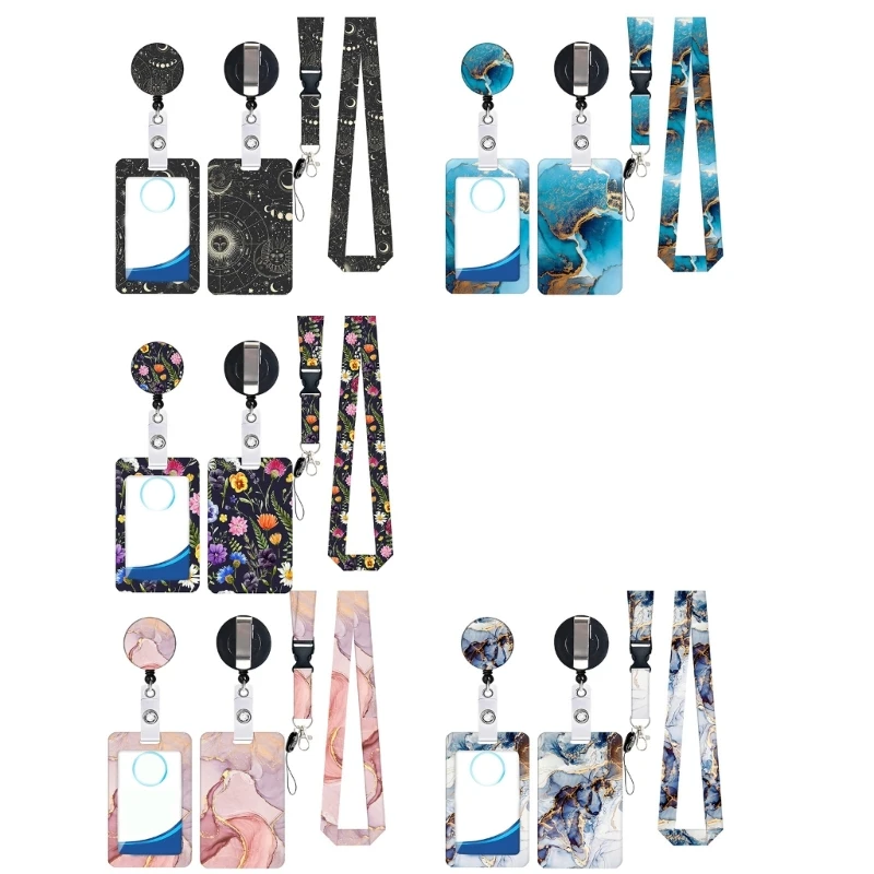 

Badge Holder Retractable Reels with Lanyard Vertical Badge Reels Holder