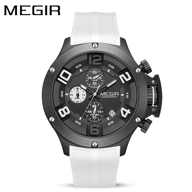 megir-8115-ビッグダイヤルミリタリースポーツクォーツ時計ファッション防水腕時計シリコンストラップ付き夜光針日付クロノグラフ