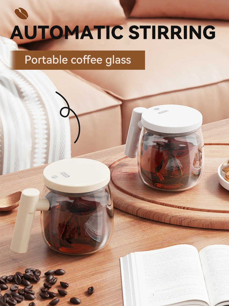 Electric Glass Mixing Cup Portable Electric Self Stirring Coffee Mug 400ML Glass High-Speed Juice Milk Protein Powder Mixing Cup