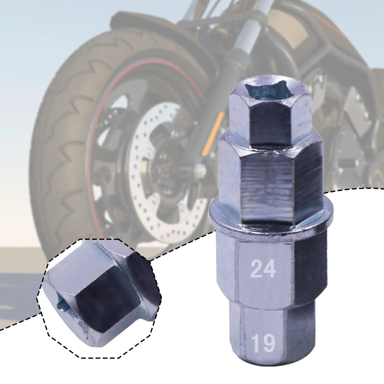 Hex Axle Tool for Motorcycle Spindle Adapter Professional Wheel Axle Maintenance Sturdy Multifunctional 17/19/22/24mm