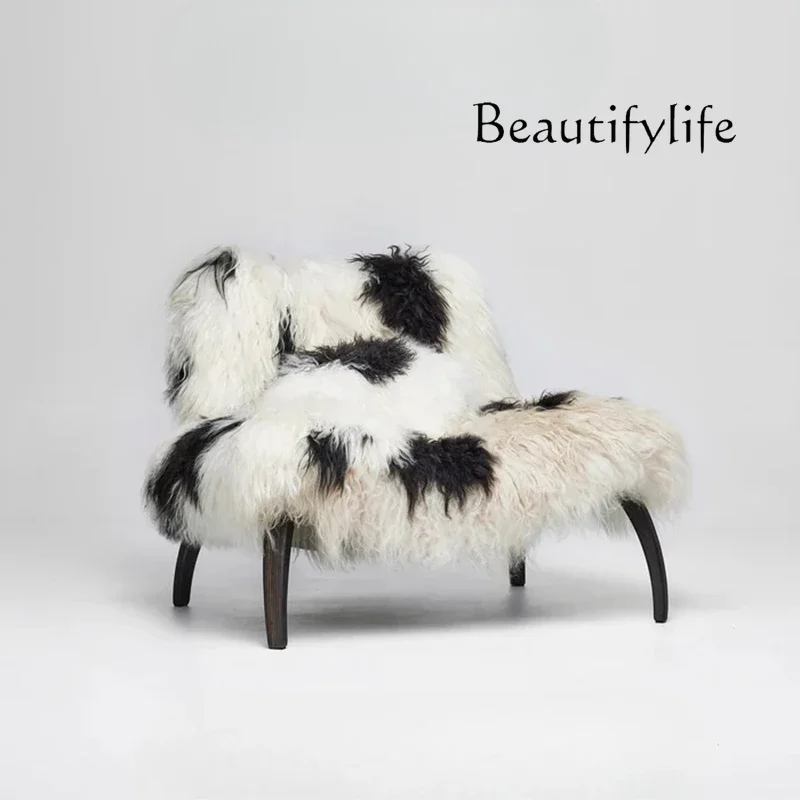 Nova moda nórdica criativa modelo de lã real quarto único sofá hotel sala estar casa cadeira lazer