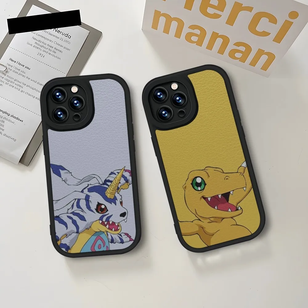 Digimon Anime Phone Case Leather Silicone For IPhone 13 14 15 12 11 Pro Max Mini Xs X Xr 7 8 Plus SE2020 Soft Black Coque