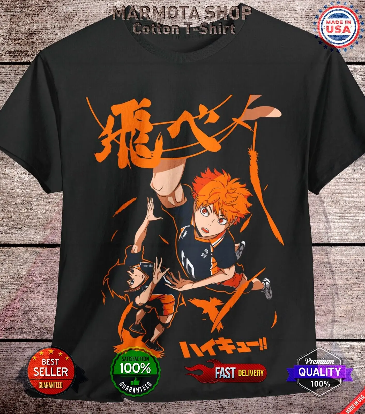 

Hinata Shoyo Haikyuu Tobio Kageyama Shirt Anime Japanese Tee T-Shirt Volleyball