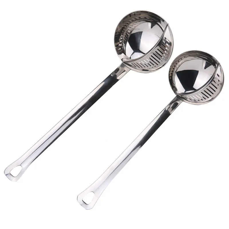 

2 in 1 Soup Spoon With Filter Colander Scoop Stainless Steel Long Handle Spoon Cooking Tools Kitchen Accessories OK 0844