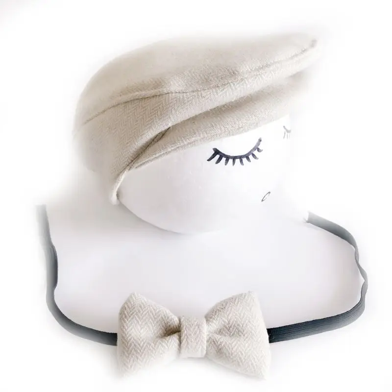 

Gatsby Hat Hat Bow Tie Photography Props Outfit Cotton Hat Accessories