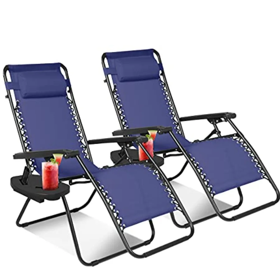 Outdoor patio zero gravity chairs set of 2, heavy duty textoline fabric, black, foldable and reclining for sun lounging