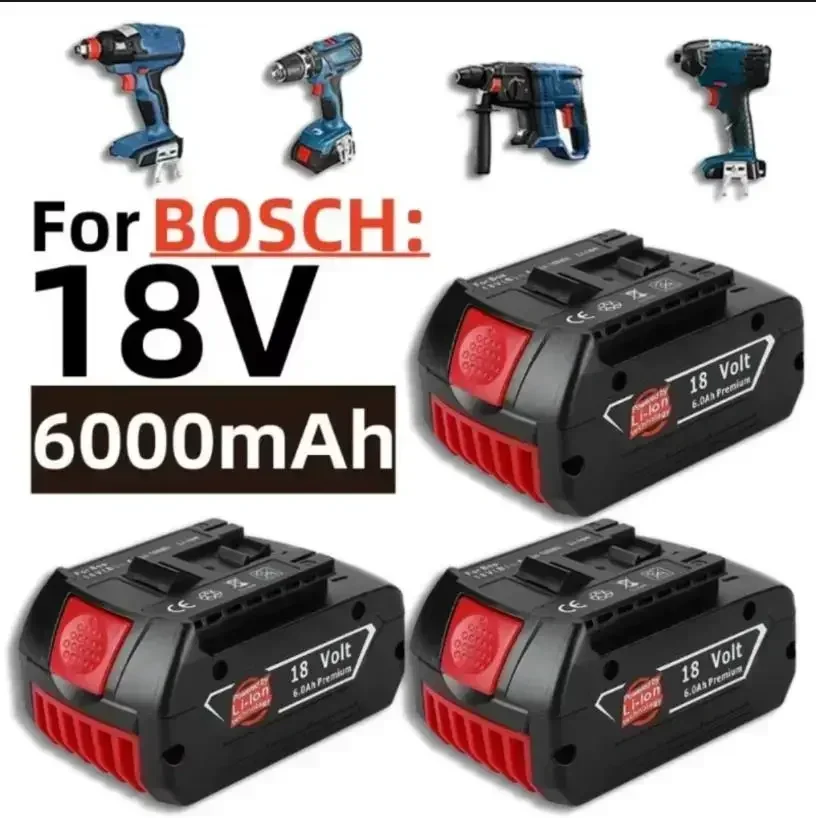 

For Bosch 18V 6.0Ah Li-Ion Battery Fast Charging CE Certified Compatible with GBA 6.0Ah GSR GSB Series Power Tools