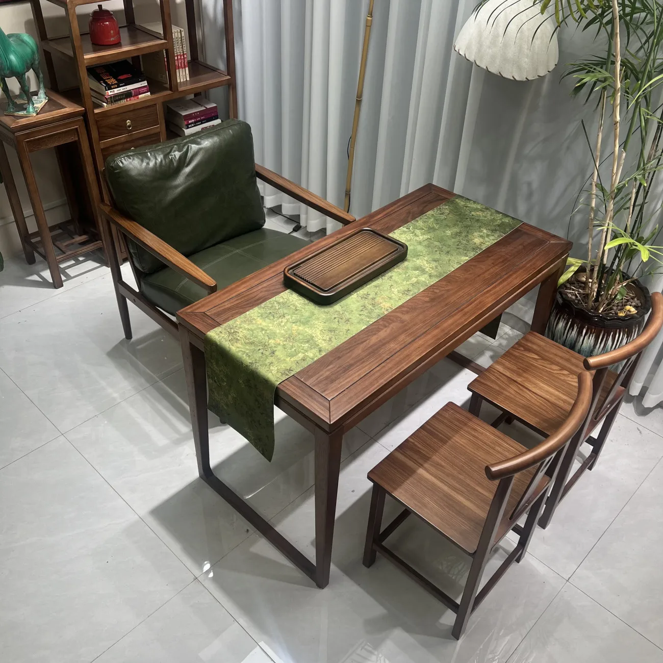 HYS integrated table balcony small tea table solid wood new Chinese tea table household small