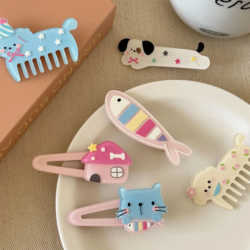 Cartoon Cat Puppy Hairpin Kawaii Cute Barrettes For Women Girls Sweet Versatile Side Bangs Hair Clip Funny Hair Accessories Gift