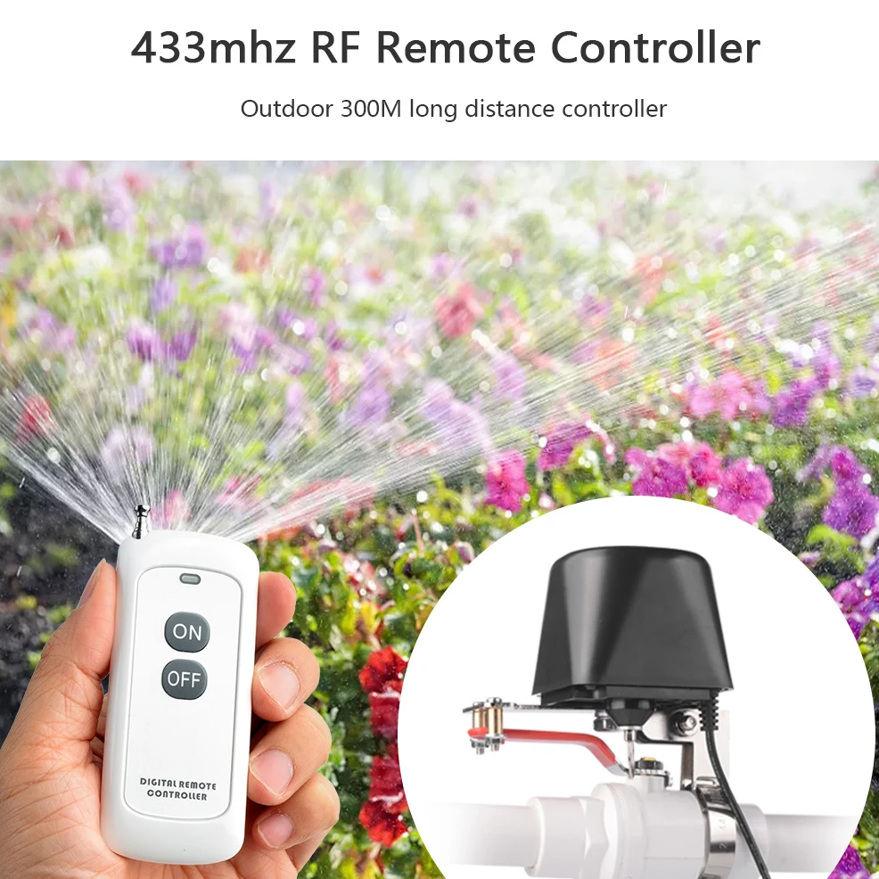 Long Distance RF 433mhz Remote Control Smart Gas Water Leakage Valve Controller Smart Gas Detector Automatic Manipulator