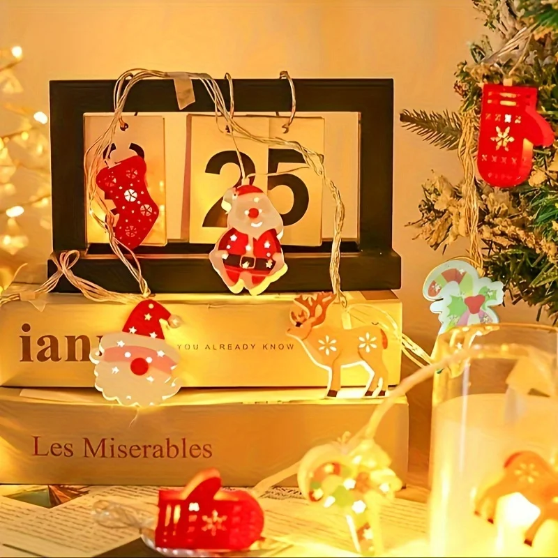 LED Christmas Garland String Lights Santa Ball Star Snowman LED a batteria decorativo Fairy Light Party decorazioni di capodanno