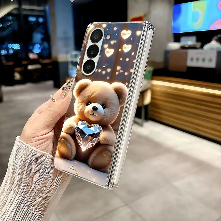Back Phone Cover Case for Samsung Galaxy ZFold7 ZFold3 ZFold6 ZFold5 ZFold4 Z Fold 7 6 5 4 3 Cute Little Bear