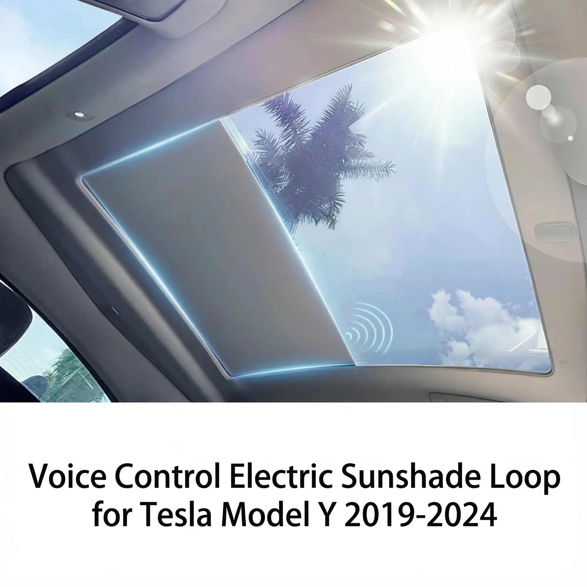 

EVSTUDIO Electric Sunshade Loop for Tesla Model Y 2019-2024, Voice Control Electric Retractable Sunshade with Low Noise Motor, One-Touch Operation