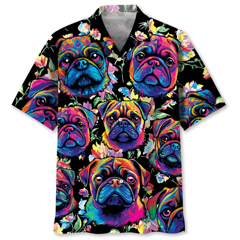 Men's Shirt Retro Short Sleeved Skeleton Bat Floral Yoke 3D Printing Casual Y2k Men Clothing Shirts For Man Hawaiian