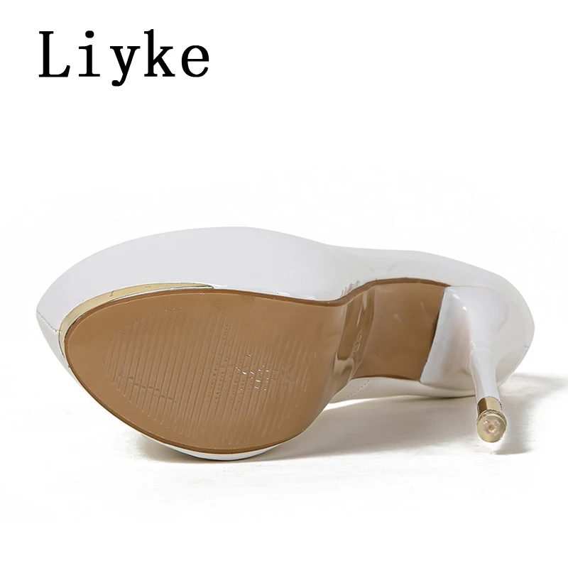 Liyke Sexy wesele Ultra wysokie obcasy kobiet czółenka eleganckie sandały na platformie moda okrągły nosek buty designerskie czerwony rozmiar 35-42