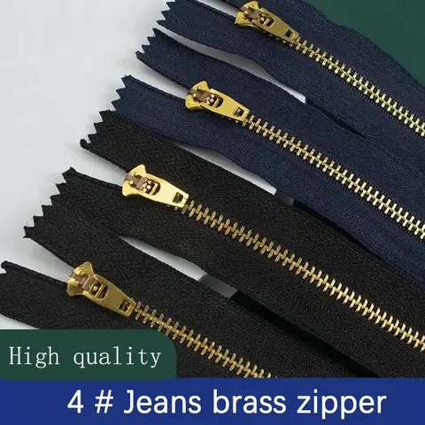 5 unidades 4 #   Jeans zíper latão metal fechamento auto-travamento zíper preto azul 10/13/15/18cm alfaiate diy roupas saco costura accessori