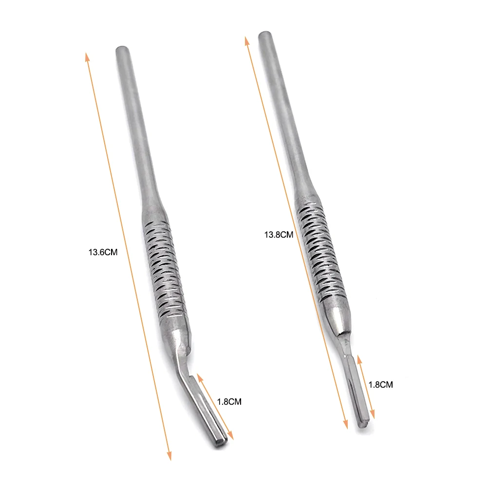 Mango de hoja de mango Dental, herramienta quirúrgica bucal de acero inoxidable, curvada/recta aplicable, hoja No.3