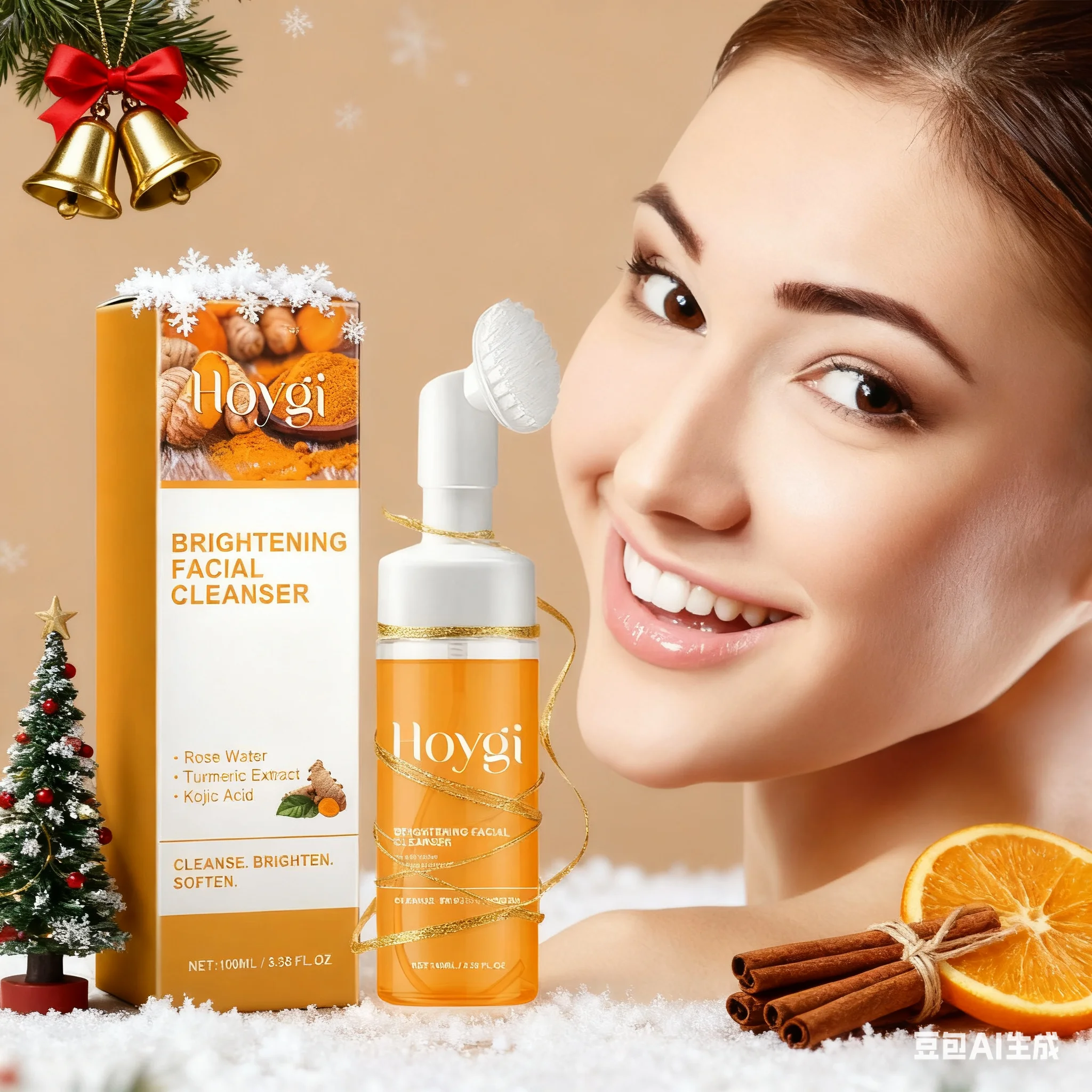 Turmeric Tightening Pore Cleansing Milk, deeply cleanses facial pores, balances oil, moisturizes light and dark beige, tightens