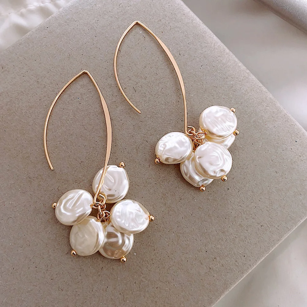 

2Pairs Dangle Drop Earrings Faux Pearl for Women Bridal Jewelry Elegant Design Wedding Special Occasions Dangle Drop Earrings