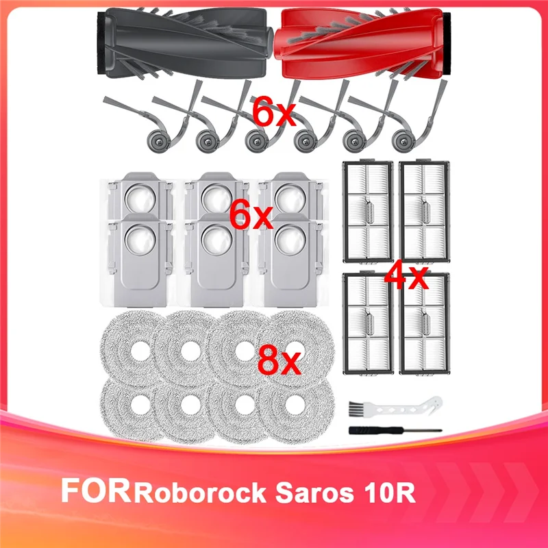 

Комплект запасных частей для робота-пылесоса Roborock Saros 10R — роликовые щетки, боковые щетки, фильтры, подушечки для швабры, мешки для пыли-A77G