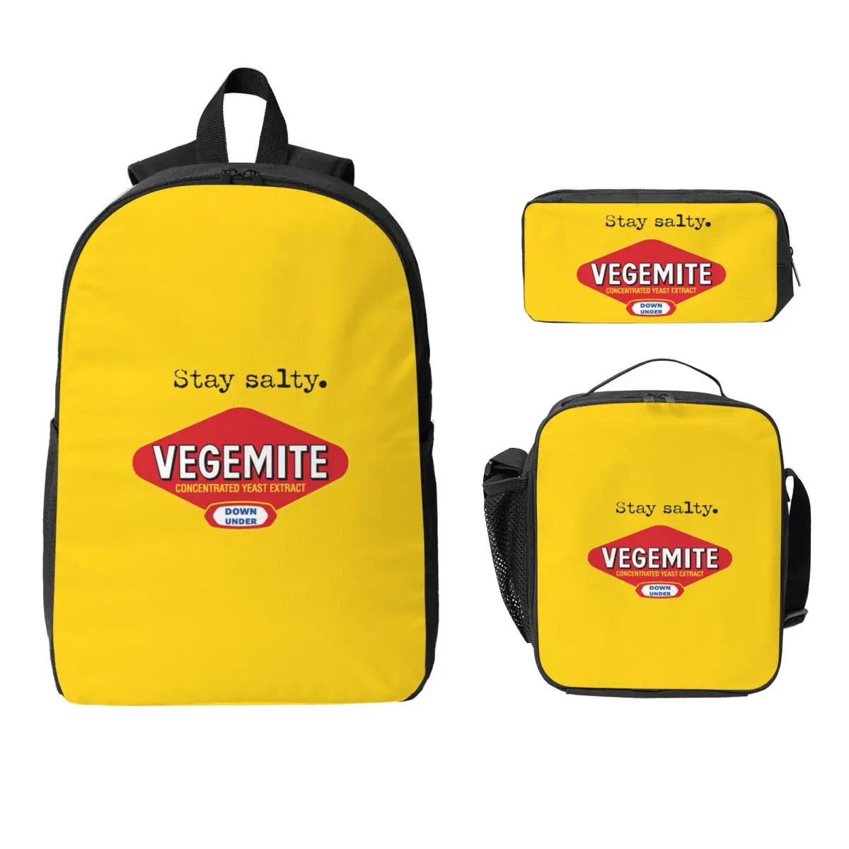 

Рюкзак Stay Salty Vegemite, студенческая сумка для книг для мальчиков и девочек, школьная сумка, компьютерные сумки на плечо, изолированная сумка для обеда 3 шт., пенал