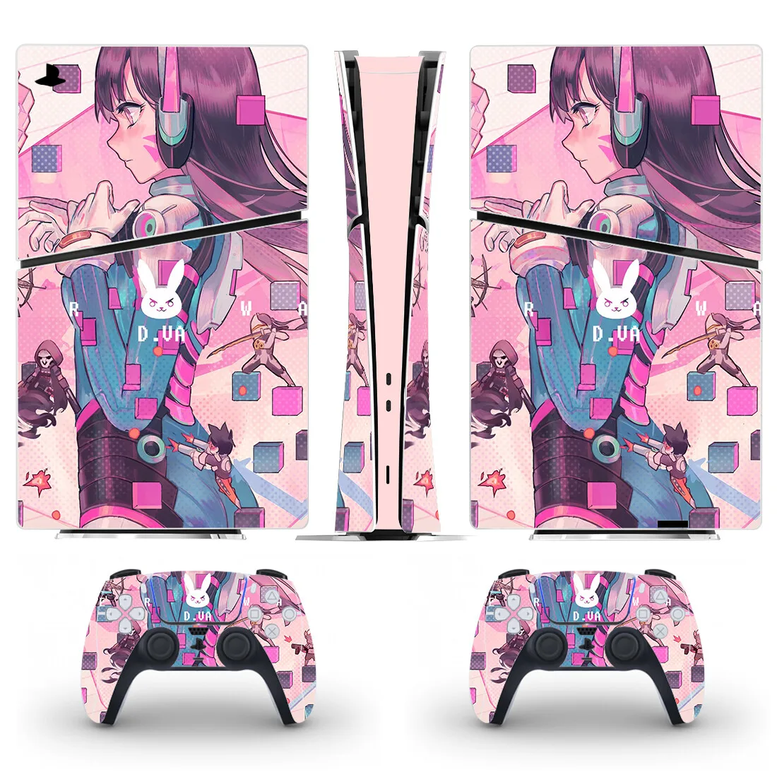 Game Cute Girl DVA PS5 Slim Digital Skin Sticker Protector Decal Cover for Console Controller PS5 Slim Sticker Vinyl