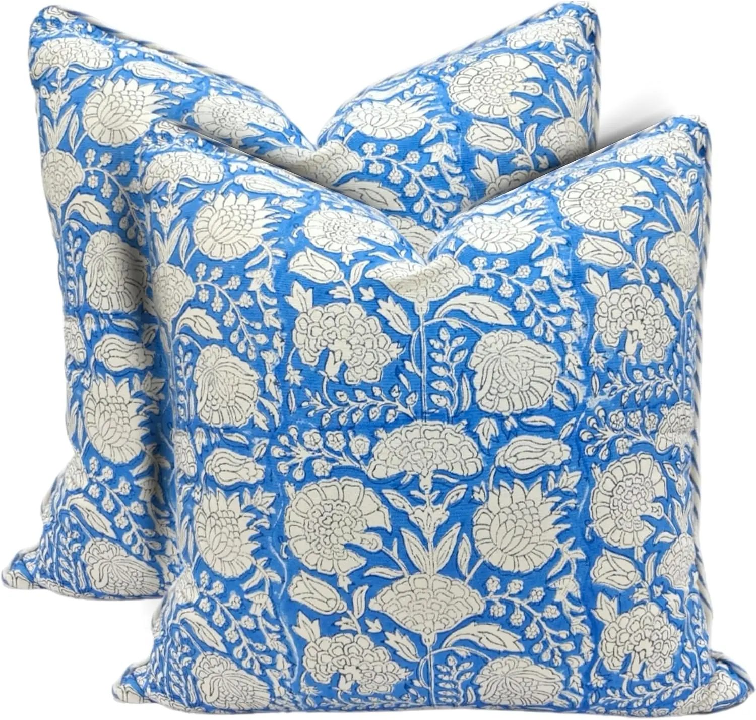 

Blo Print Throw Pillow Covers, 20"" X 20"" - Set Of 2, Decorative Couch Pillows For Living Room Bed Sofa, 100% Cotton Canvas