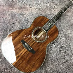 Koa Wood Acoustic Electric Guitar,100% Real Abalone, Solid Top,39 Inches, New, 00045 Model, 2023