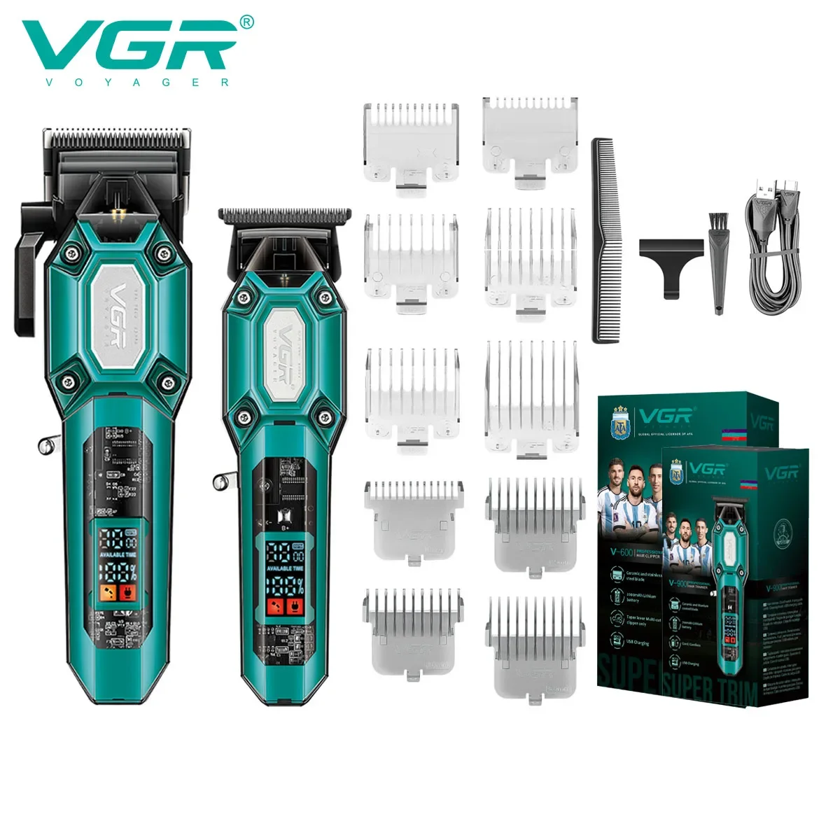 VGR Hair Trimmers Professional Clippers Electric Hair Cut Machine Barber Cordless Clippers LED Hair Trimmers for Men V-600 V-900