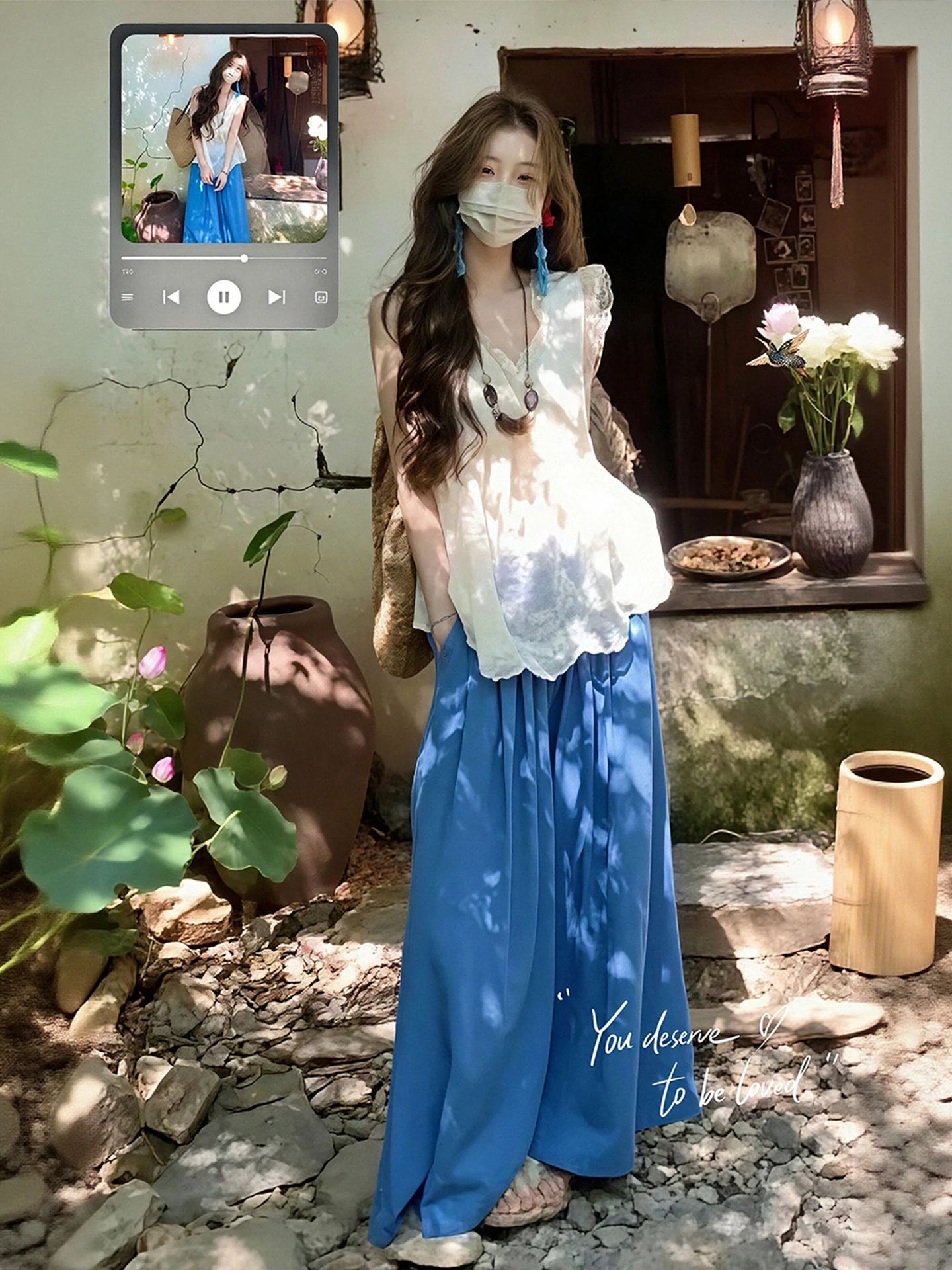 

​​2025 Summer Knit Set Polo Collar Top High Waist Pleated Skirt Women's Lightweight Parisian Coordinates​​