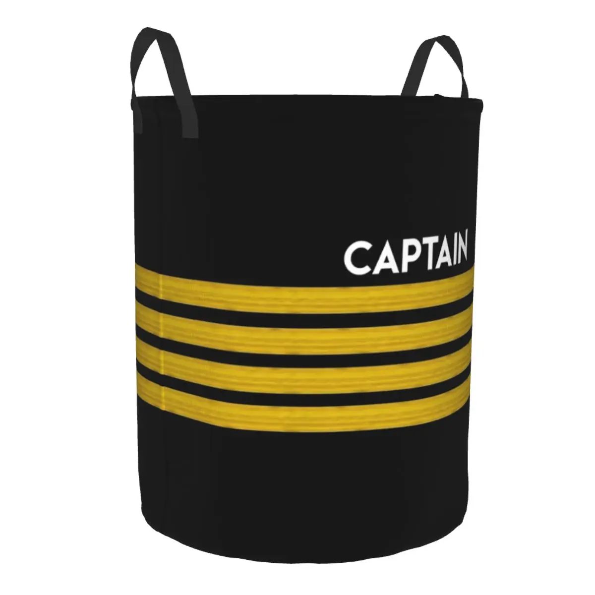 Captain Stripes Epaulettes Laundry Basket Foldable Aviation Airplane Pilot Clothes Toy Hamper Storage Bin for Kids Nursery