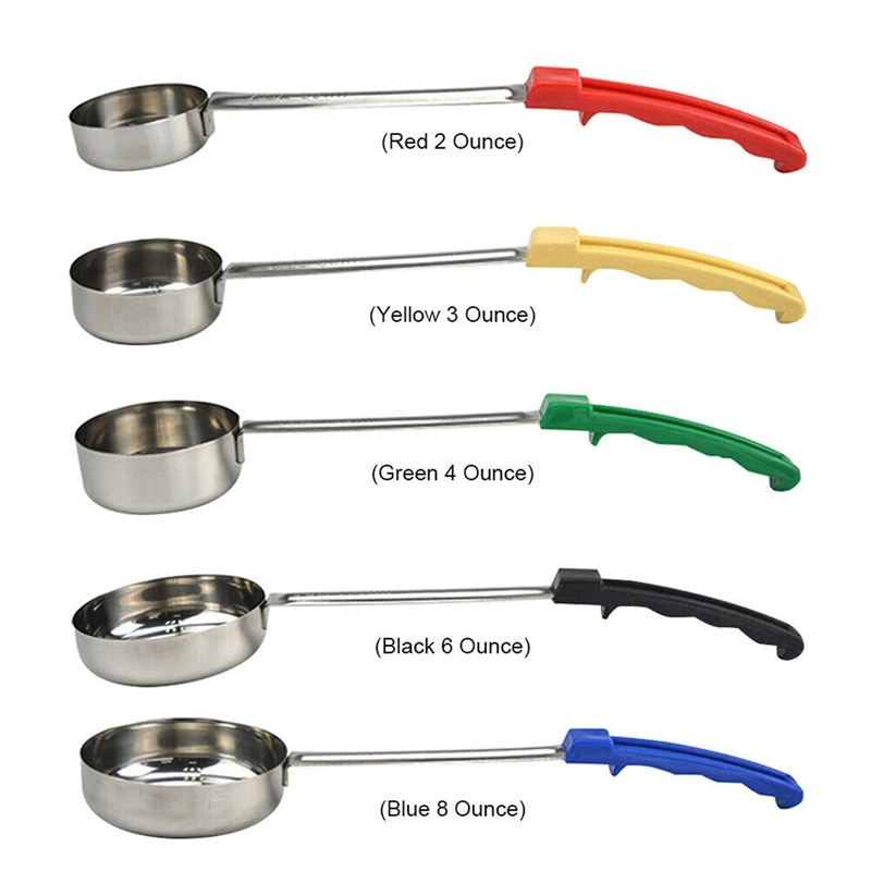 Punho de borracha Flat Bottom Spoon, Panela de molho, Medição Stir Soup Spoon, Cozinha Cozinhar, Pizza Spread, 2 Pcs, 6 oz