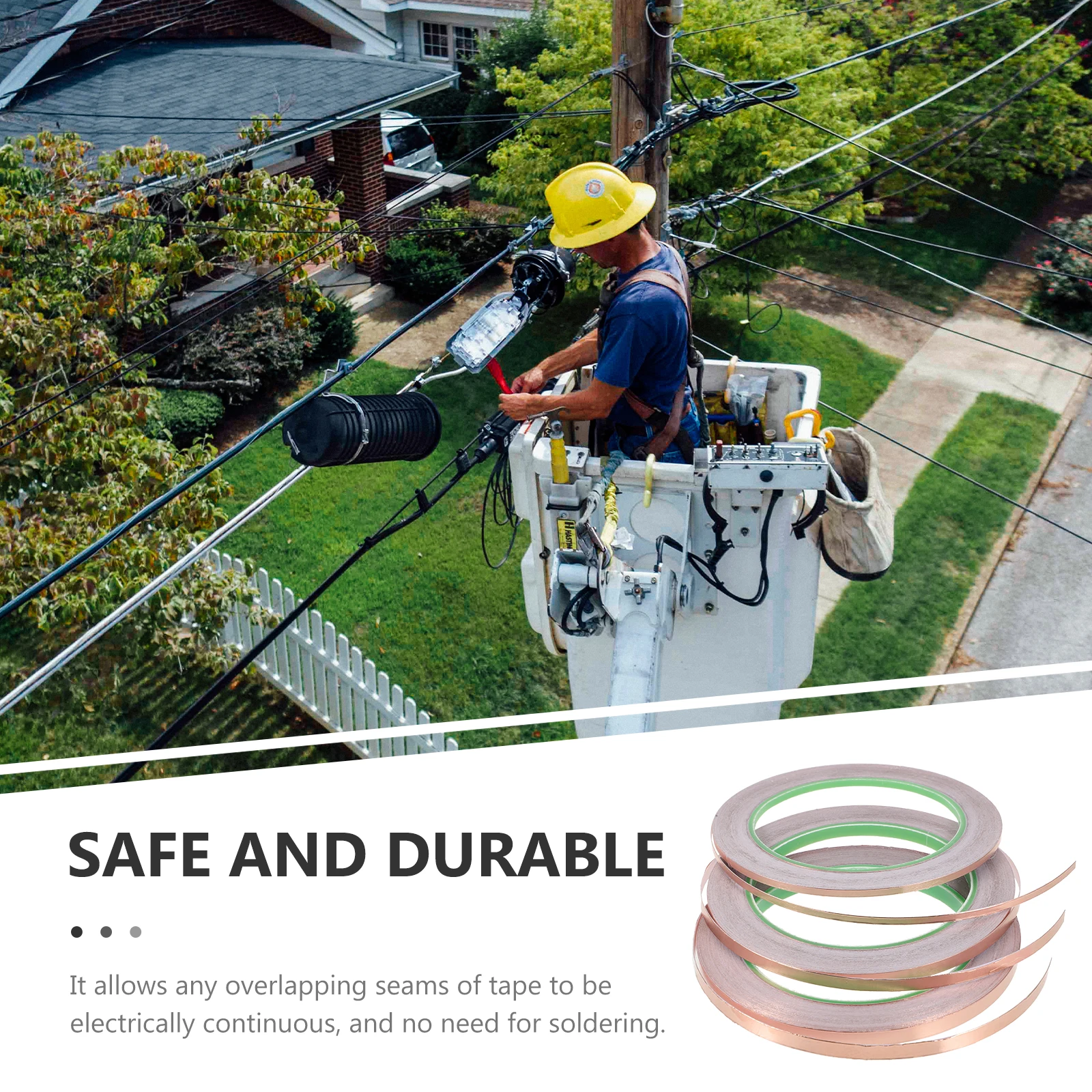 

3pcs Waterproof Heavy Duty Copper Conductive Adhesive Tape 5mmx20m 6mmx20m 3mmx20m Electromagnetic Shielding Heat for Cable