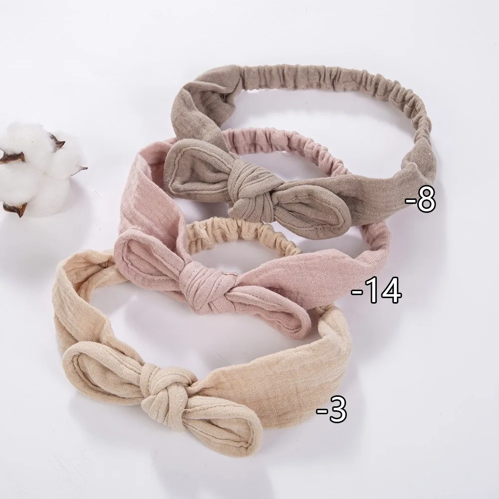 24pc/lot Baby girl top knotted headband Infant brown color rabbit bunny ear bows newborn Cotton tiara headwraps Toddler bandage