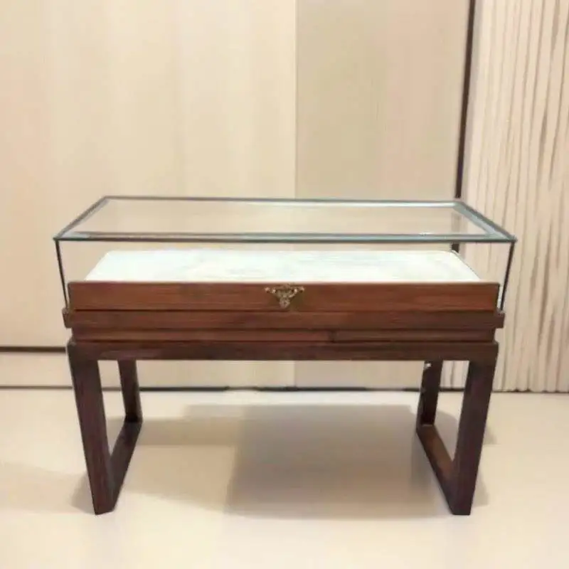 Pure jewelry Chinese retro jewelry antique antique solid wood display cabinet jade museum glass jewelry display cabinet