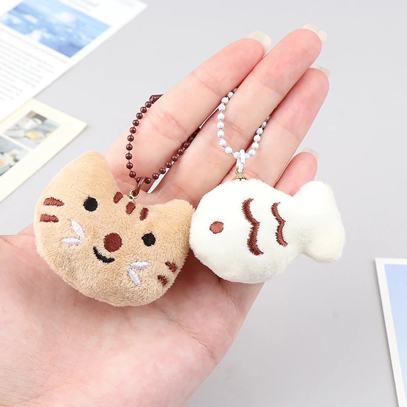 Creative Personalized Gift Keychain Cartoon Cute Kitten Fish Plush Doll Schoolbag Pendant Bag Decoration Accessories