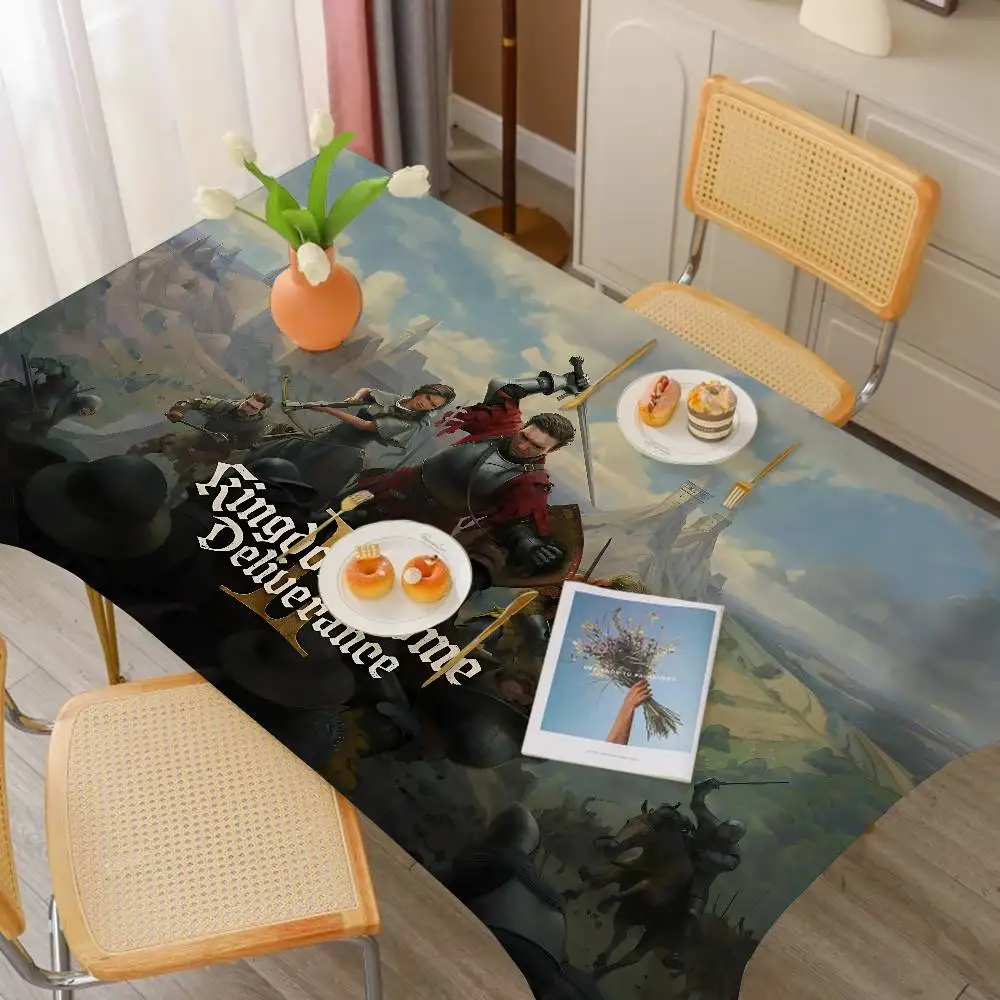 لعبة Kingdom Come D-Deliveryance مفارش المائدة المنزلية لتزيين الطعام وإكسسوارات الطاولة المستطيلة قماش مقاوم للماء مضاد للبقع #6