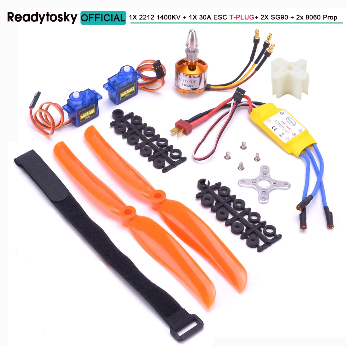 A2212 2212 1400KV 2200KV Bürstenloser Motor 30A ESC SG90 9G Micro Servo 6 Zoll / 8 Zoll Propeller für RC Starrflügelflugzeug Hubschrauber