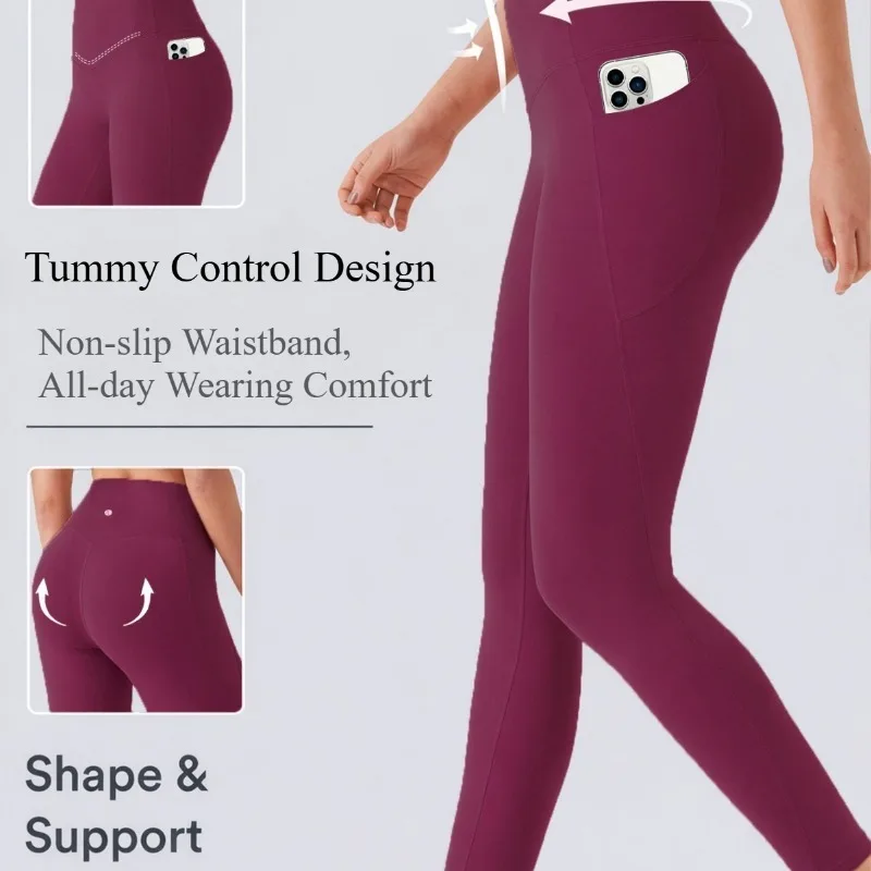 Best-selling solid side pocket yoga pants, bare-feel fitness shorts with high elasticity and shaping